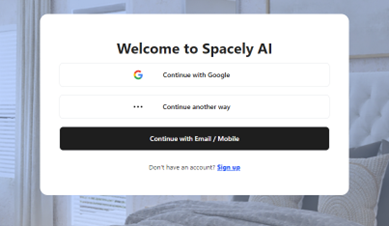 Spacely AI Log in Page