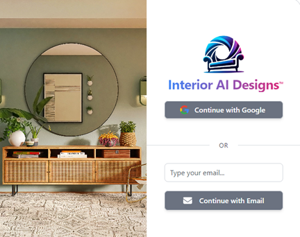 Interior AI Designs Login Page