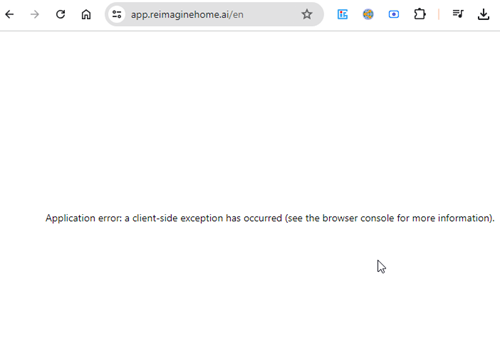 Reimagine Home Error message